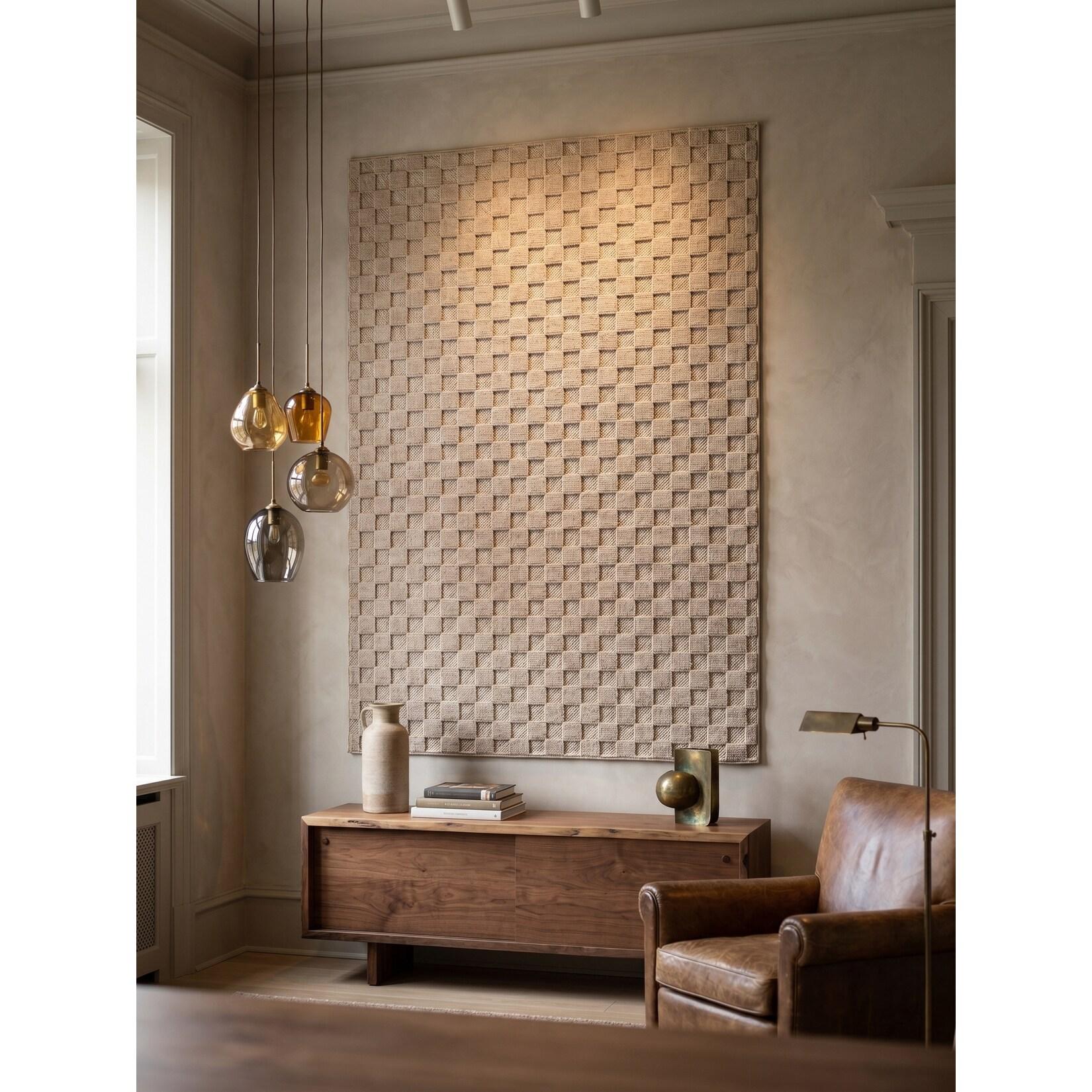 Flachgewebe-Teppich Schachbrett Beige 120x170 cm Schachbrett