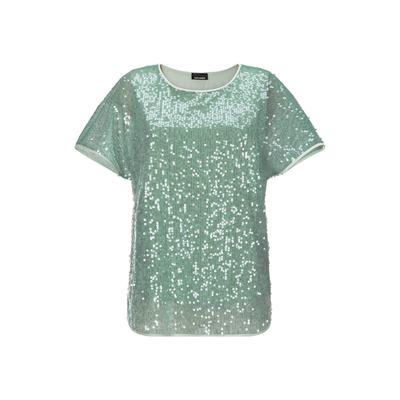 Satinbluse GOLDNER "Kurzgröße Schlupfbluse in schimmerndem Design", Damen, Gr. 22, grün (salbei), Obermaterial: 100% Polyester PES., Blusen, figurschmeichelnder Schnitt