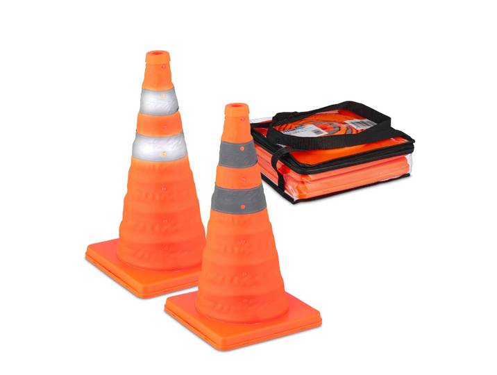 Faltbare Pylonen 2er-Set Orange-Silber