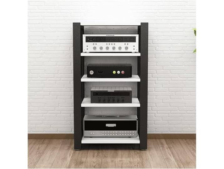 DUddTTW Audio-Rack, 2/3/4/5-stufiges Stereo-Rack, Audio-Geräte-Rack, offenes Audio-Rack, Schrank, HiFi-Rack, verstellbares Audio-Video-Regal, langlebig(Wei�,5 Tier)