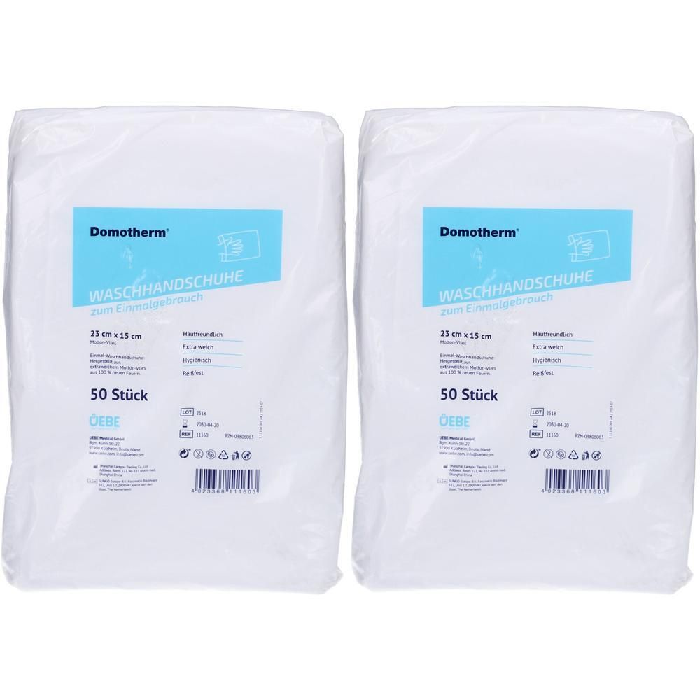 Domotherm Einmal Waschhandschuhe 15x23 cm weiß 2x 2x50 St