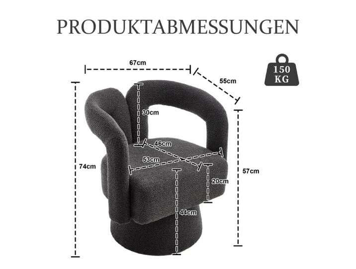 Feuille épaissie Fauteuils d'accent rotatifs à 360 degrés fauteuil rond avec large rembourrage fauteuil en tissu fluffé pour sal