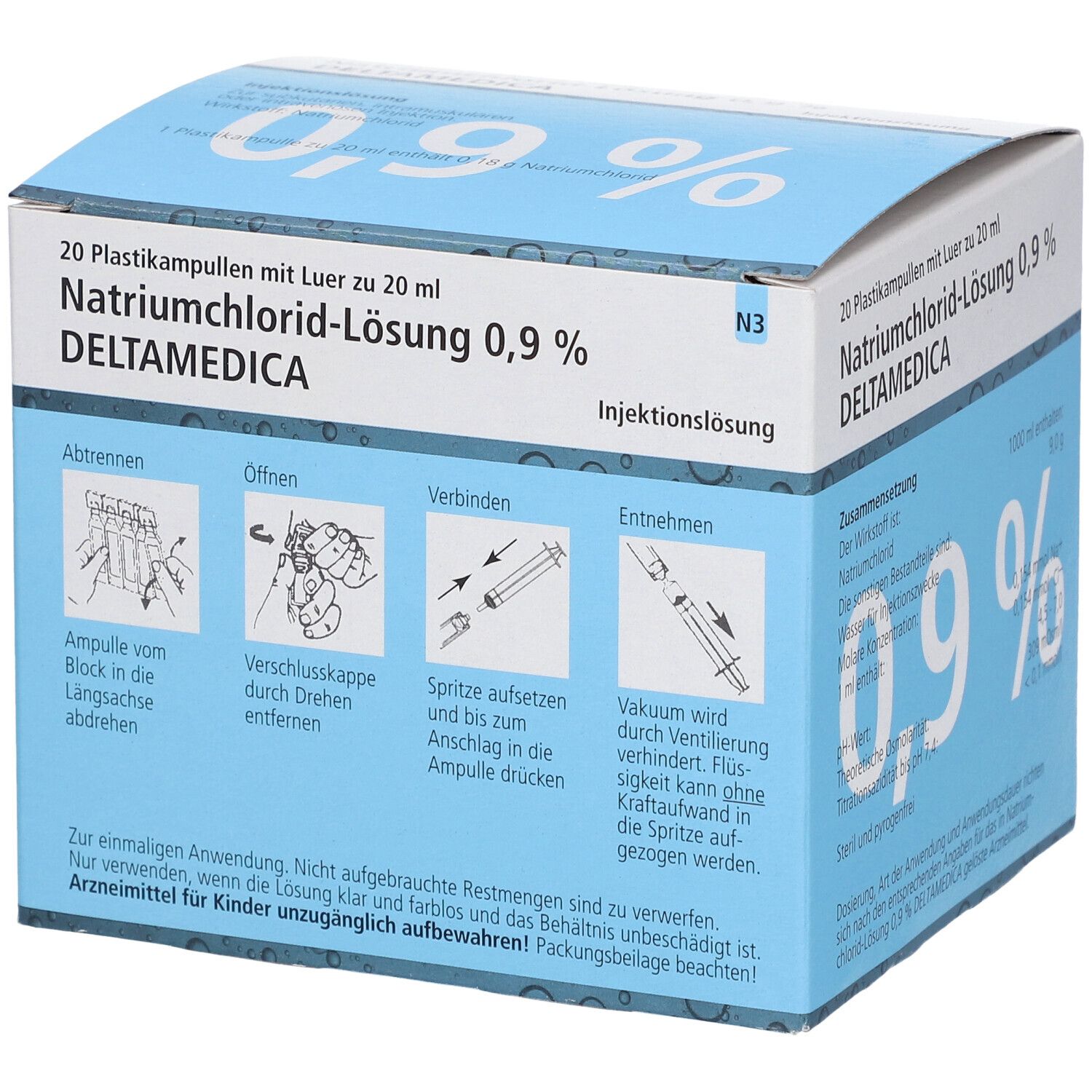 NATRIUMCHLORID-Lösung 0,9% Deltamedica Luer Pl. 20x20 ml Injektionslösung