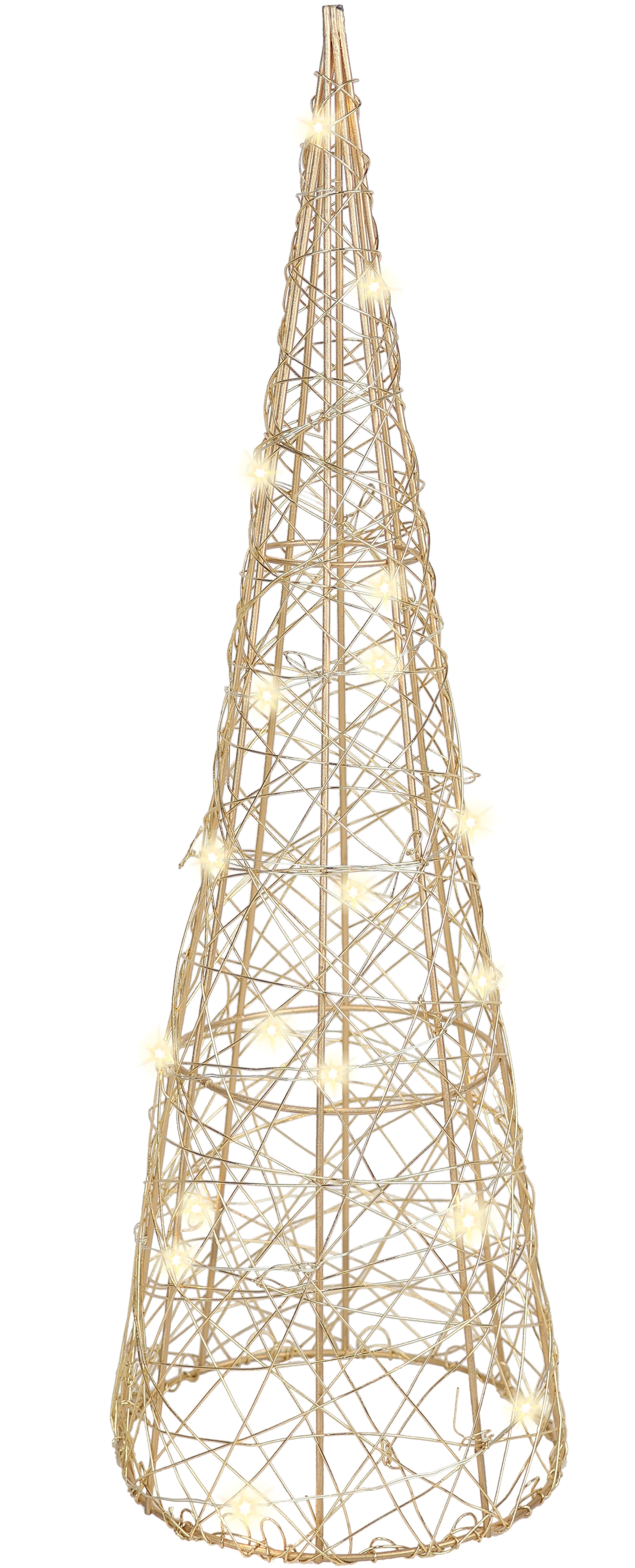 LED-Dekofigur I.GE.A. "LED-Pyramide", beige (gold), B:14cm H:45cm, Draht, Dekofiguren, LED-Dekofigur, Dekofigur Weihnachtspyramide Weihnachtsdeko Weihnachtsbaum Christbaum
