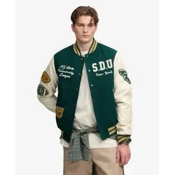 Superdry für Herren. M5012477A Vintage-Jacke Patched Varsity grün (M), Lässig, Polyester