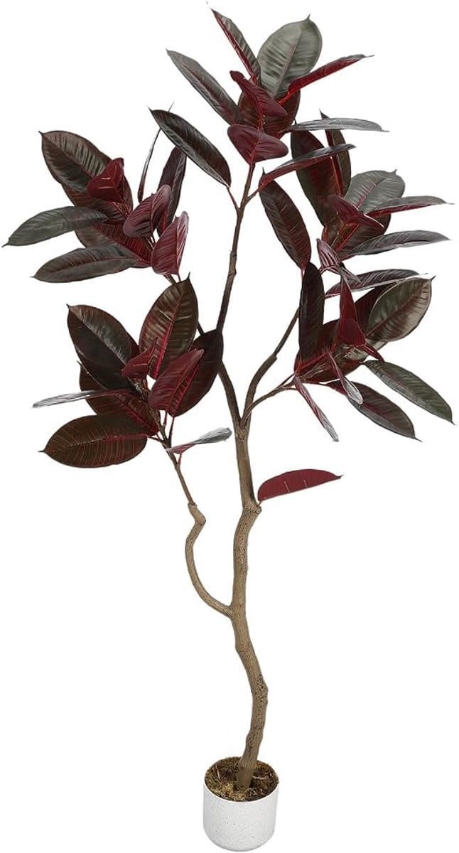 HOERFURIY Kunstplant Rubberplant 155 cm PEVA voor Woonkamer en Kantoor