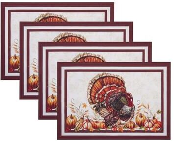 Threadmade Autumn Heritage Turkey Engineered Placemats, Set of 4 - 13x19