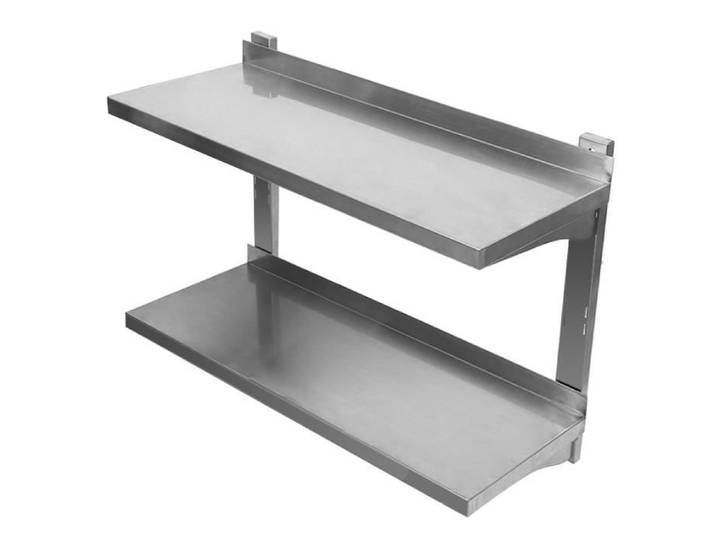 Étagère Murale - 2 Niveaux - Acier Inoxydable - Hauteur Réglable