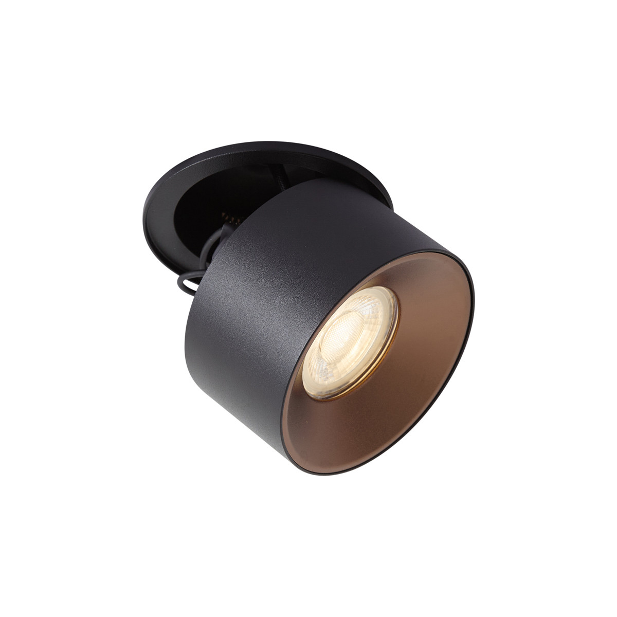 Qazqa Echo Moderne ronde inbouwspot zwart met brons GU10 50mm LED