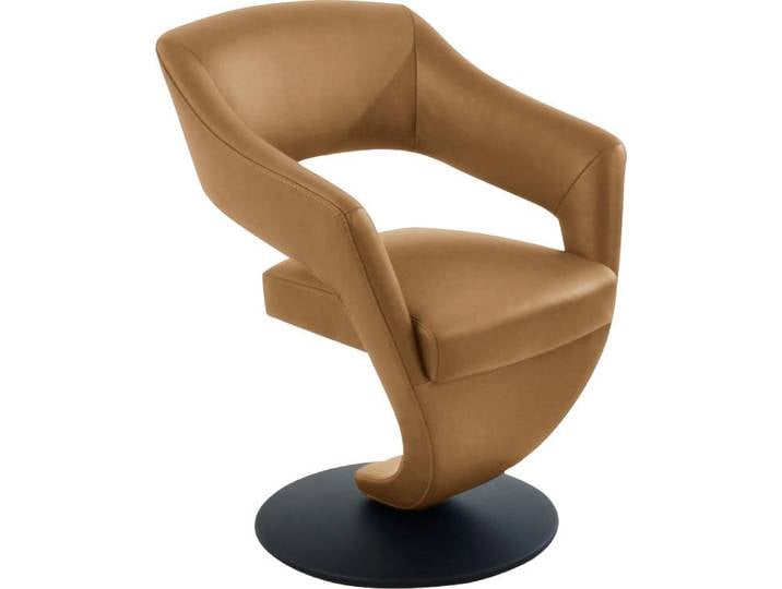 Drehstuhl, Leder CLOUD, Gelb Curcuma 71, 62×87×64 cm, Hoher Sitzkomfort, Modern, K+W-Polstermöbel