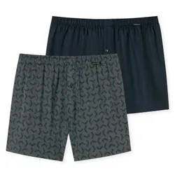Schiesser 2P Leg Flattering Boxer Shorts Blau/Grau Baumwolle Small Herren