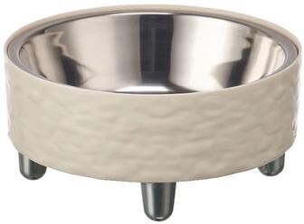 Uplifted Finds Elevated Stainless Steel Water Ripple Pet Bowl white