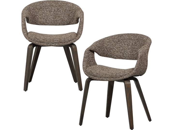 Esszimmerstuhl WOOOD Yossi mit Gewebtem Bezug und Holzgestell B57 x T57 x H78 cm (2er-Set) , braun (braun, braun), B:57cm H:78cm T:57cm, Holzwerkstoff, Stühle, Esszimmerstuhl, Maximale Verschleißfestigkeit, Tragkraft 136 kg, Pfleiglicht