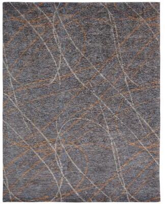 KALATY Modern Grey Hand-Knotted Wool & Viscose Area Rug