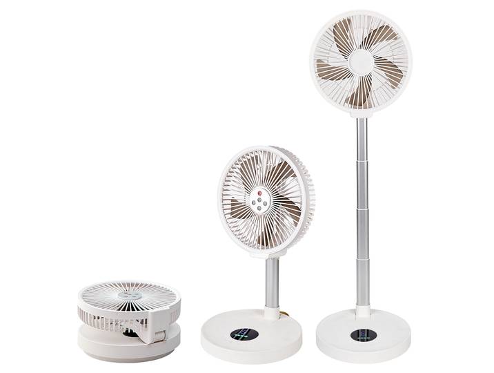 Ventilateur sur pied portable avec télécommande, ventilateur de bureau pliable, pales de 10 pouces, rechargeable, ventilateur sur pied alimenté par batterie pour le camping