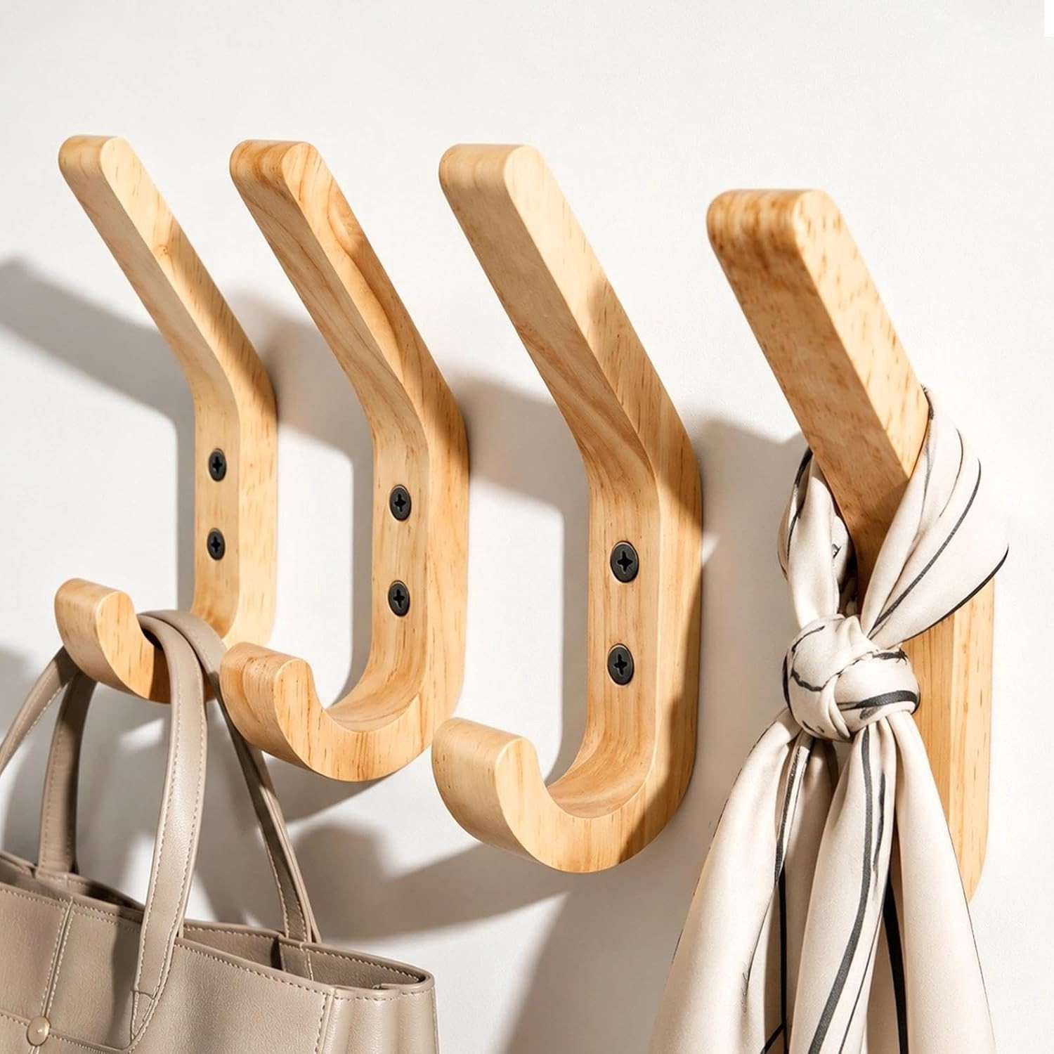 Houten J-Type Wandhaken voor Kleding en Handdoeken, Eikenhout, 155mm