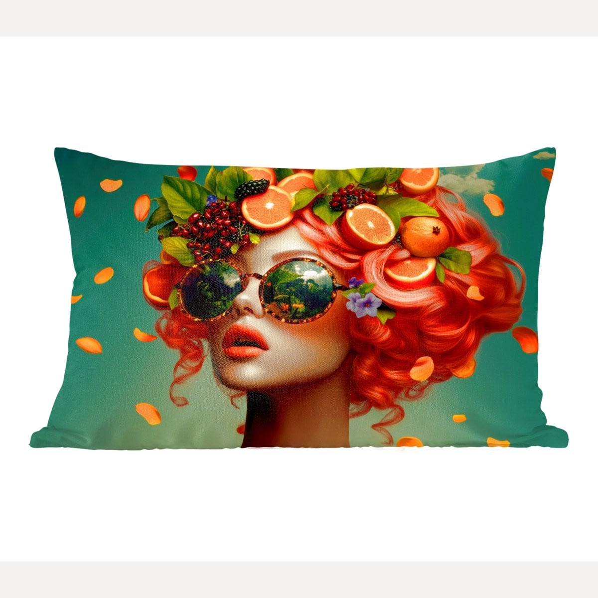 PillowMonkey Sierkussen Vrouw - Sinaasappel en Bessen - Oranje - 60 x 40 cm