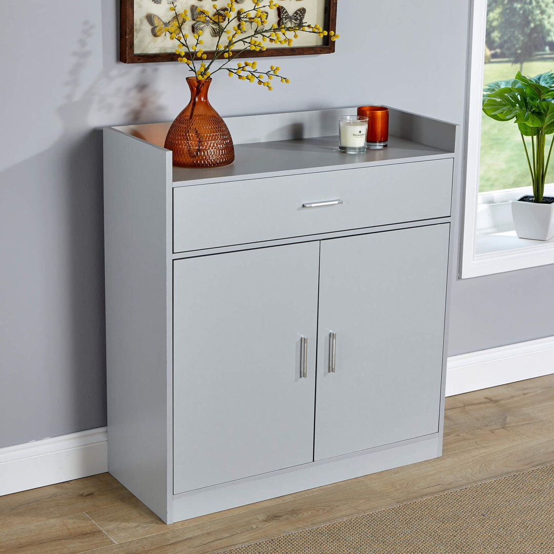 17 Stories Novara 2 Door 1 Drawer Hallway Shoe Storage Cabinet Grey 6