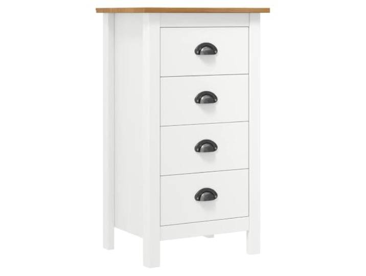 RJPLMFV Sideboard Hill weiß, 46 x 35 x 80 cm, Kiefernholz, robust 4 ausziehbare Schubladen, kompakte Aufbewahrung, Oberseite für Dekoration, einfach zu montieren und zu reinigen