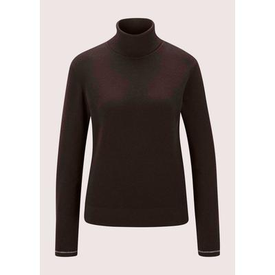 Longpullover MADELEINE "Pullover Rollkragen-Pullover aus Schurwolle", Damen, Gr. 36/38, braun, Modern, tailliert, Pullover Longpullover