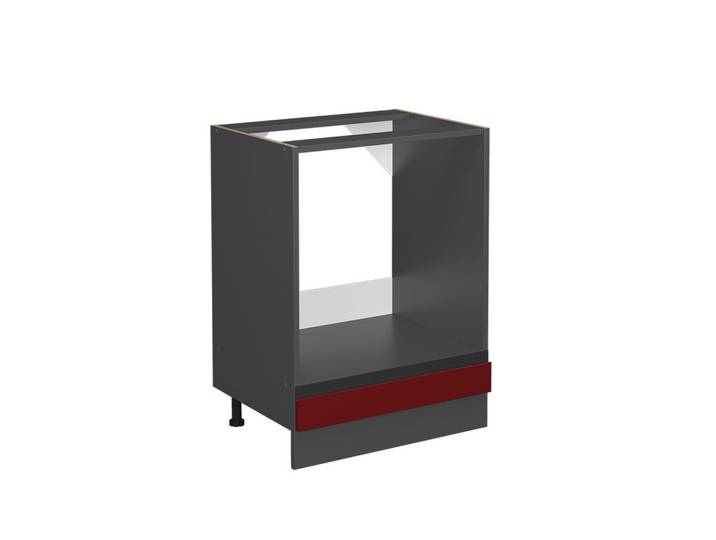 Vicco Herdumbauschrank R-Line Rot 60 cm J-Shape, ohne Arbeitsplatte, Rot, Anthrazit, Holzwerkstoff, 1 Fächer, Rechteckig, 60x81.6x46 cm, Küchen, Küchenmöbel, Küchenschränke, Geräteumbauschrank