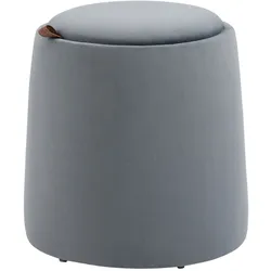 MODFU Storage Footstool Polyester Grau mit Stauraum und Wendedeckel, rund, Ø44x47,5 cm
