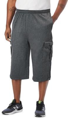 Men's Big & Tall Fleece Judo Shorts by KingSize in Heather Charcoal (Size L)