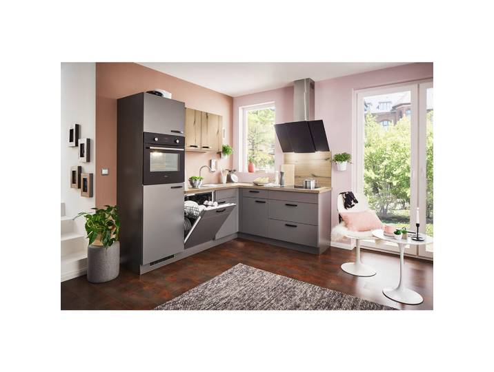 Welnova Eckküche Win, Anthrazit, Eichefarben, 235x195 cm, Made in Germany, in den Filialen seitenverkehrt erhältlich, Küchen, Küchenzeilen & Küchenblöcke, Eckküchen, Eckküchen ohne Geräte