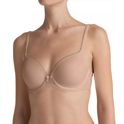 T-Shirt-BH TRIUMPH "Perfectly Soft", Damen, Gr. 90, Cup E, beige (macchiato), Microtouch, Obermaterial: 66% Polyamid, 17% Elasthan, 17% Polyester, Basic, BHs T-Shirt-BH, vorgeformte, gepolsterte Cups, Microfaser, weich, mit Bügel