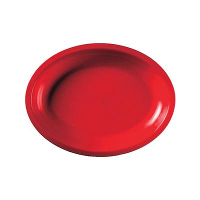 MONOUSO - Wiederverwendbare Tablett PP Robuste Oval "Round" Rot 25,5x19cm (50 Stück)