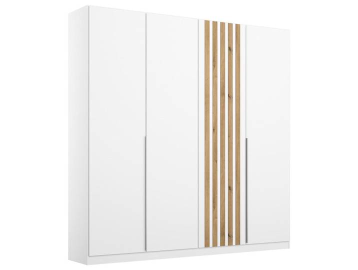 Drehtürenschrank 181 cm Lamella Weiß/Eiche Dekor