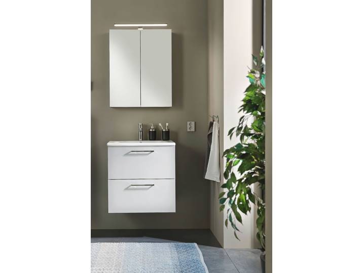 Badmöbel-Set NOLTE SPA Lux Nolte Waschtisch-Set , weiß, B:60cm H:180cm T:46cm, MDF, Kastenmöbel-Sets, Badmöbel-Set, Waschtisch 2 Auszüge inkl Keramikbecken & Spiegelschrank (360Effekt)