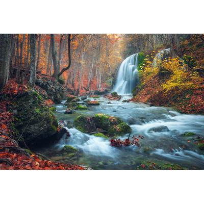 Fototapete PAPERMOON "Wasserfall im Wald", bunt, B:2m L:1,49m, Vlies, Tapeten
