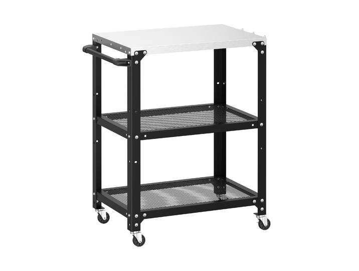 Grill Beistelltisch 72 x 41 x 79 cm schwarz/silber