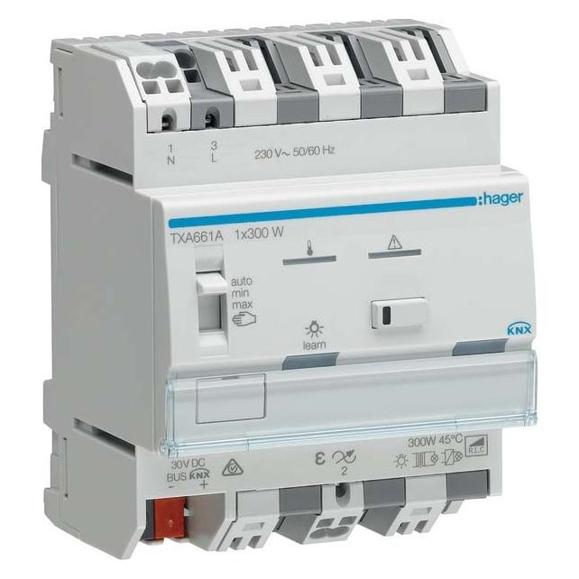 Hager TXA661A Dimmer KNX easy, 1 Kanal 300W, universal (Dimmaktor) (TXA661A)