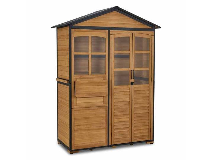 M MCombo Gartenschrank en Bois avec Structure métallique 3 étagères Rangement extérieur 0937D