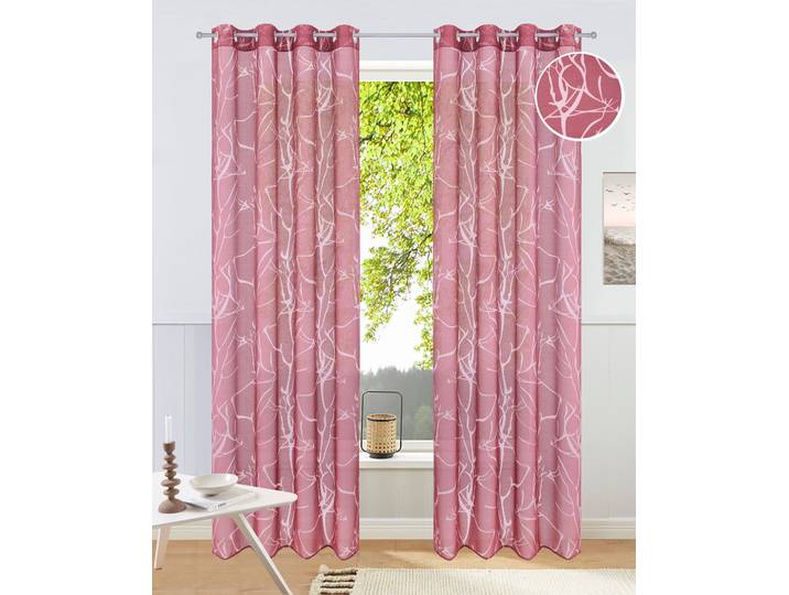 Gardine GOODPRODUCT Anna, 1 Stück, halbtransparent, Äste-Motiv Gr. 5, rot (bordeaux), B:140cm H:265cm, Ausbrenner, Polyester, Viskose, Gardinen, Gardine, Bestseller, Äste-Motiv, Viskose, Polyester