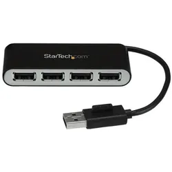 StarTech.com 4-Port Portable USB 2.0 Hub with Built-in Cable - Hub - 4 x USB 2.0