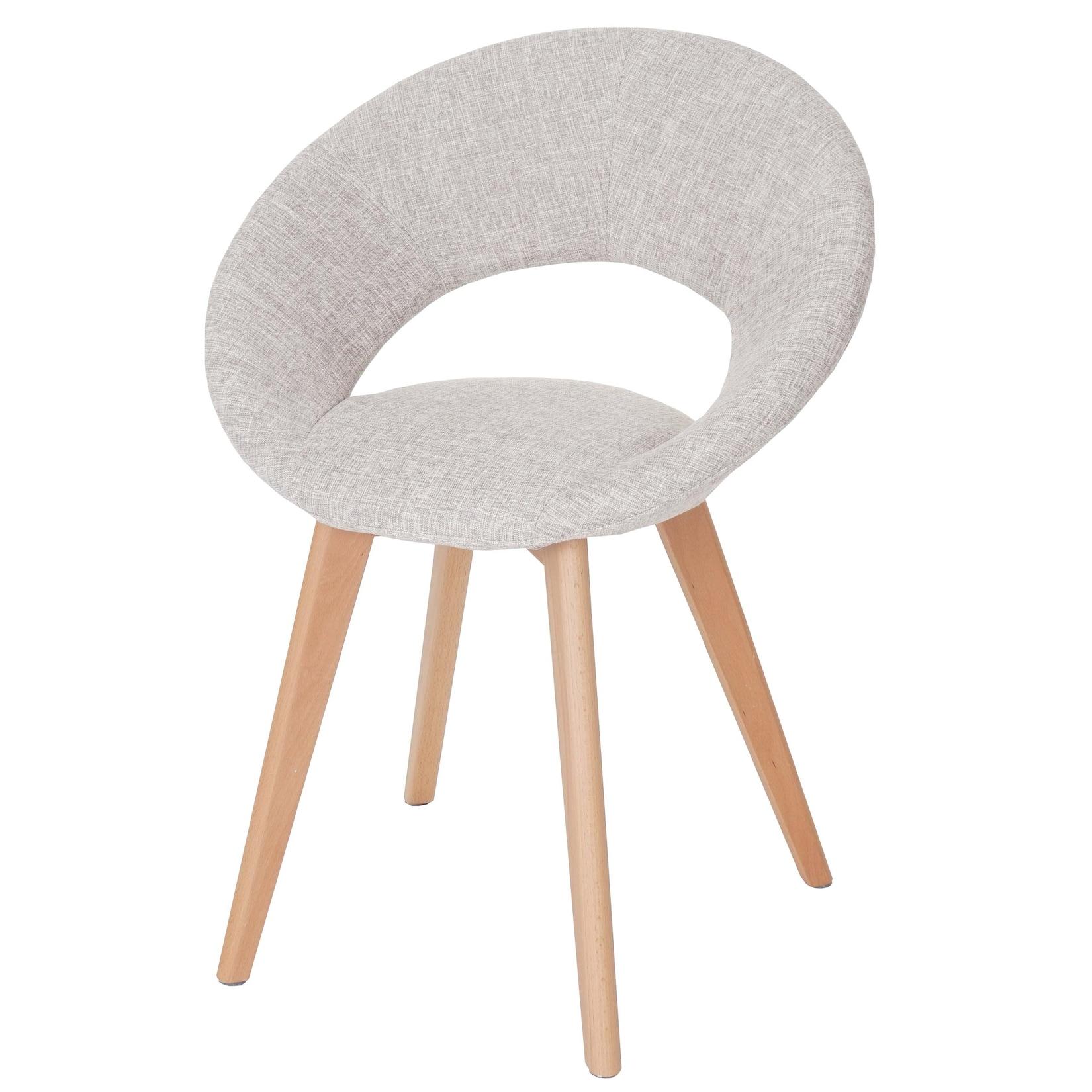 Esszimmerstuhl Almada III, Stuhl Küchenstuhl, Retro 50er Jahre Design ~ Textil, creme/grau