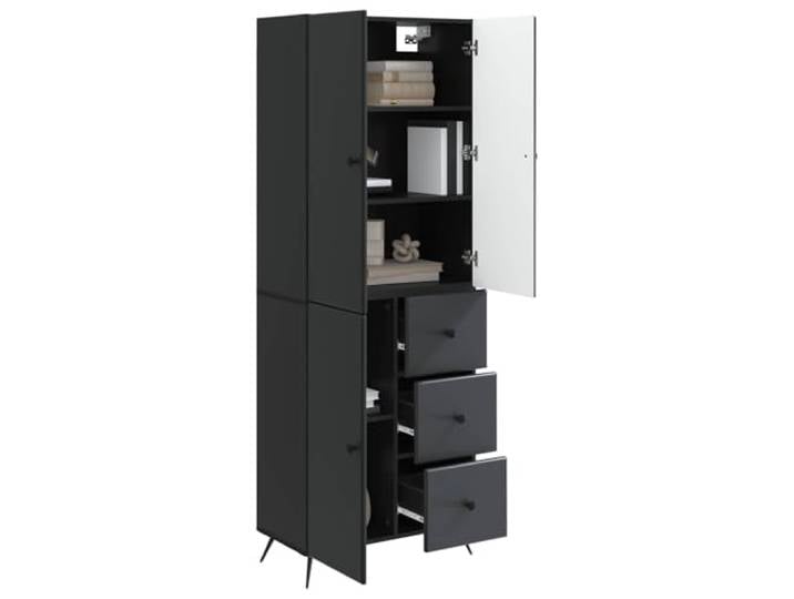 KTHLBRH Schrank-Set 2 Stück Schwarz Holz Engineered Für Garten und Innenbereich, vielseitiges Design, moderner Stil, einfach zu kombinieren