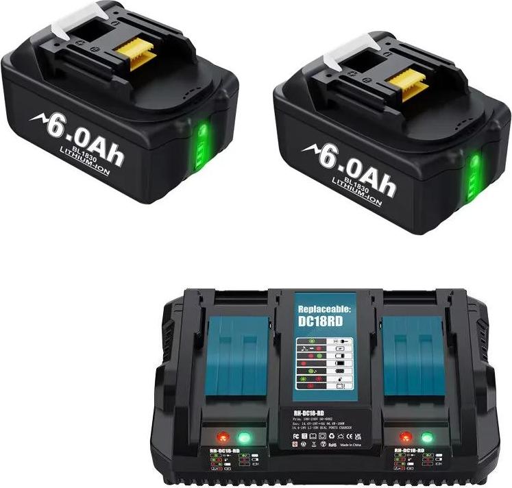 Wiederaufladbare Batterie, 6000mAh Kapazität, Kompatibilität mit 18V Werkzeugen, Set 2