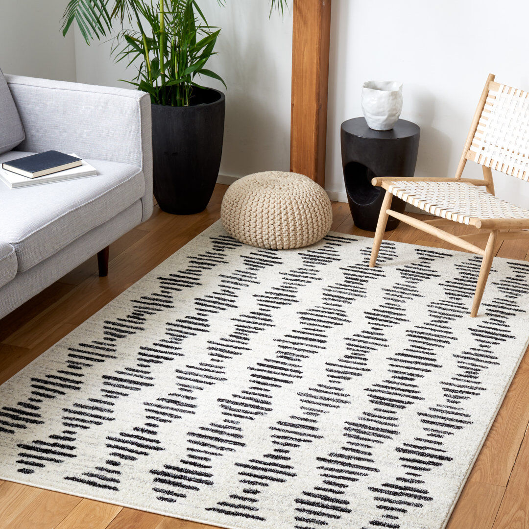 Natur Pur Dunaway Geometric Area Rug Ivory/Black Rectangle 135 x 196 cm