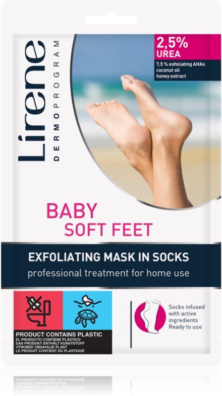 Lirene Foot Care chaussettes exfoliantes pour adoucir et hydrater la peau des pieds 2,5% Urea 1 une paire de