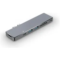 Nilox Nabe 7 in 1 Typ C (USB-C, 7 Ports), Dockingstation + USB Hub, Silber
