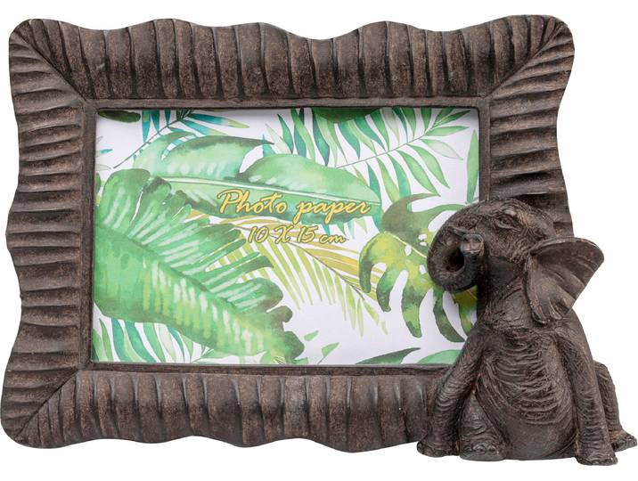Bilderrahmen KARE DESIGN Safari 15x10cm , braun (schwarz), B:24cm H:17cm T:4,3cm, Polyresin, Bilderrahmen, Bilderrahmen, Elefant oder Hippo
