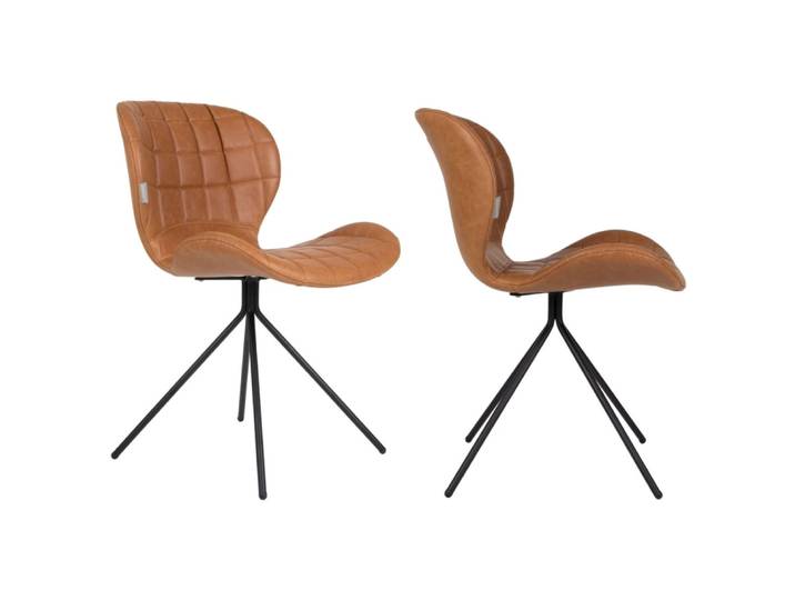 Lot de 2 chaises design en simili cuir marron