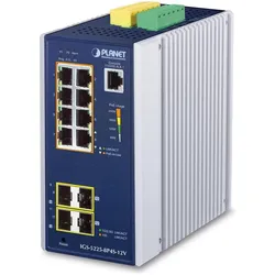 Planet Industrial 8-Port GE PoE + 2*1G SFP + 2*2,5G SFP (8 Ports), Netzwerk Switch, Blau, Grau