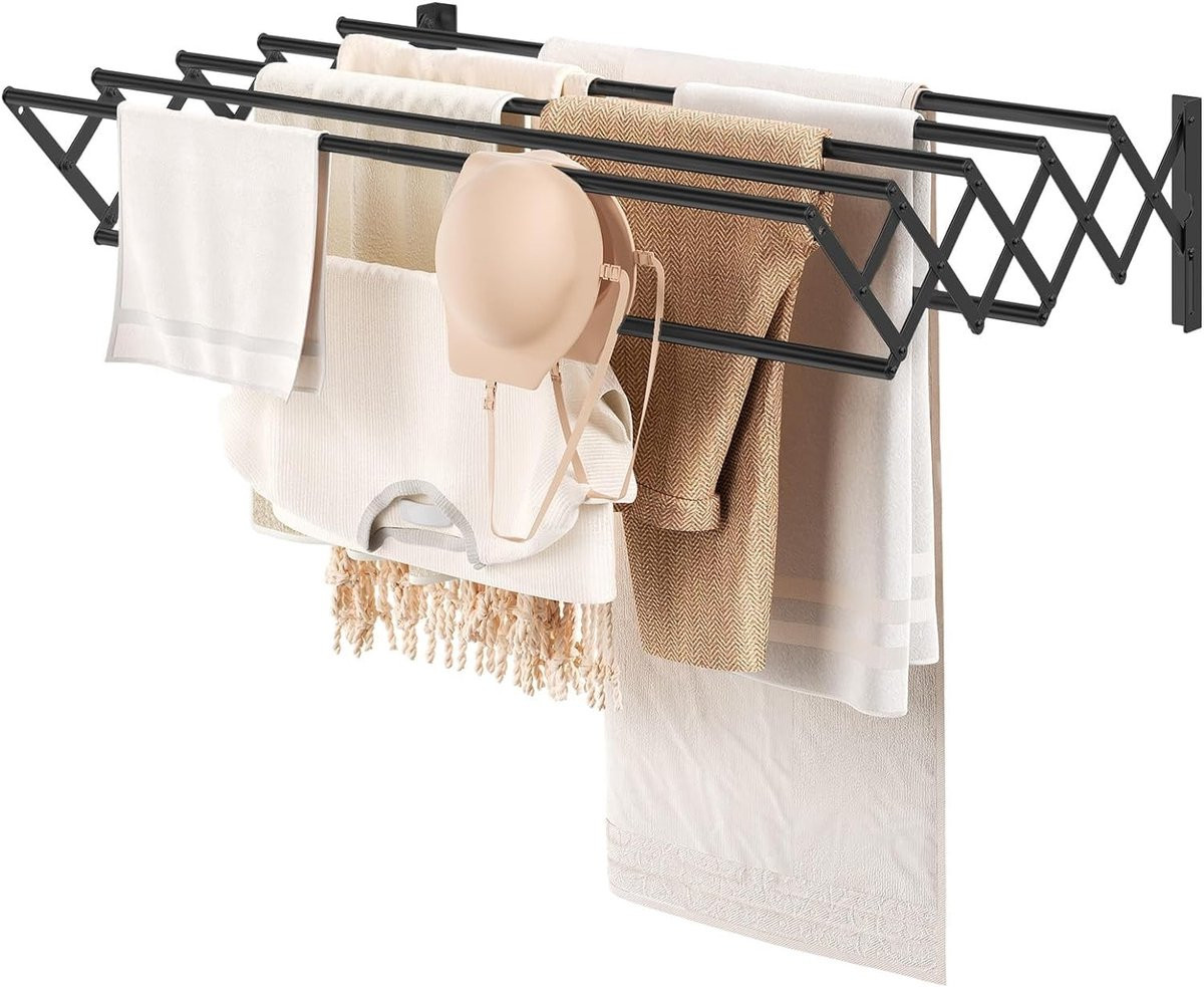 Dailygoods Uitschuibaar Kledingrek voor Wandmontage, 42-80 cm, 7 Rails