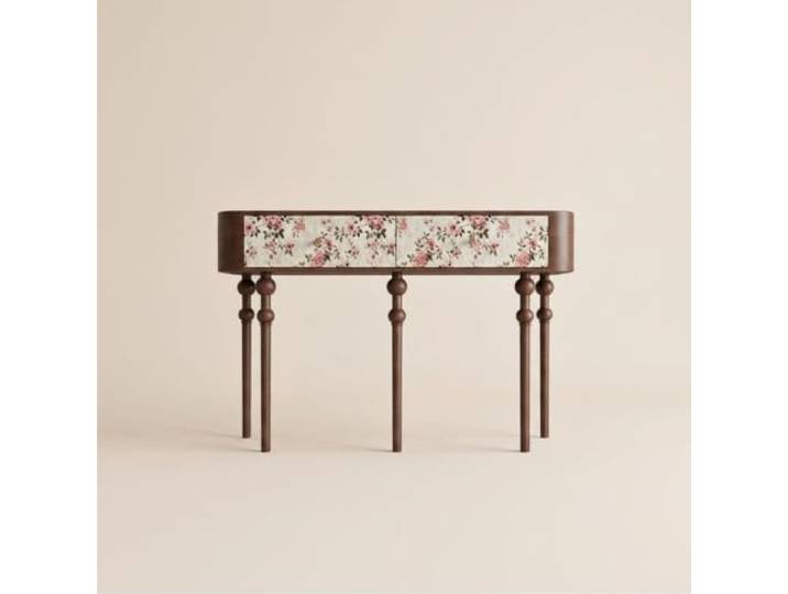 Konsolentisch Flurtisch Floral Vintage mit 2 Schubladen Holz Beistelltisch Konsolentisch Flurtisch Floral Vintage mit 2 Schubladen Massivholz Beistelltisch Landhausstil Rétro Wohnzimmer Flur Ablage