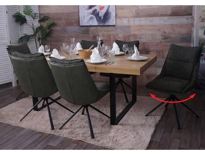 Mendler 6er-Set Esszimmerstuhl HWC-N71 Stoff/Textil - grün